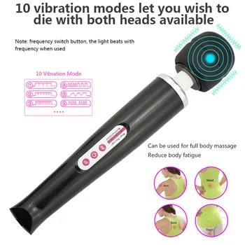 Super Jaudīgu 10 Ātrumu Liels Vibrators Burvju Nūjiņu AV Massager Stick USB Uzlādes Vibrators Klitora Stimulators Seksa Rotaļlietas Sievietēm