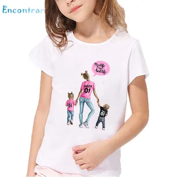 Super Mamma un Meita Princese Drukāt, Bērnu T krekls Bērniem Vogue Māmiņa ir Mīlestība Drēbes Zēniem/Meitenēm Vasaras Bērnu T-krekls,oHKP5281