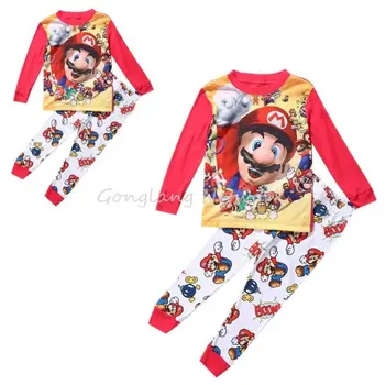 Super Mario Bērniem, Baby Meitenes Zēni Ziemas Naktsveļu Pidžamas Komplekts Sleepwear 1-7Y MUMS