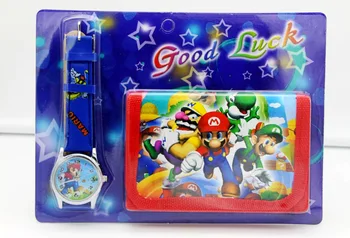 Super Mario bērniem, Komplekti skatīties un maku, maku, rokas kvarca Ziemassvētku dāvanu Bērniem, Multiplikācijas filmu pulksteņi studentiem pulksteņi