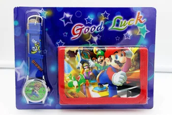 Super Mario bērniem, Komplekti skatīties un maku, maku, rokas kvarca Ziemassvētku dāvanu Bērniem, Multiplikācijas filmu pulksteņi studentiem pulksteņi