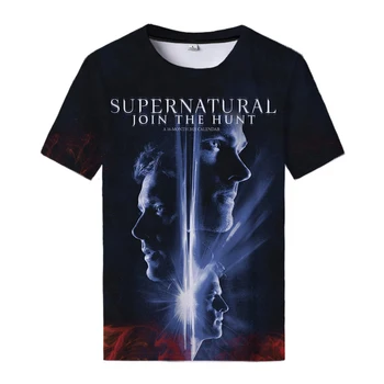 Supernatural Sezonas Noslēguma Plakātu Krekls Jaunā TELEVĪZIJAS Drāma Pārdabisks 3D Iespiesti Īsām Piedurknēm Topi Gadījuma T-krekli