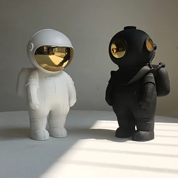 Sveķu astronauts statuetes modes astronautu un mēness skulptūru dekorēšanai miniatūras astronauts statuetes dāvanas