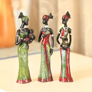Sveķu tautas mākslas mīlestība 3 Āfrikas meitenes mājas dekoru sveķu statuetes tautas mākslas Mājas apdare mīlestība Āfrikas statuetes