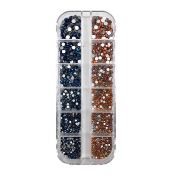 Swarovsky 1440Pcs Multi-Izmērs 12 Tīkli Crystal AB 3D Nail Art Rotājumi Gem Akmeņiem, Nagu Rotaslietas Apdare
