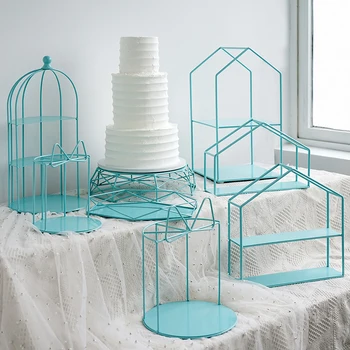 SWEETGO Zilā kūka stāv kūku paplātes birdcage puiku dzimšanas dienu rīki mājas apdare candy bar deserta galda puses piegādātājs