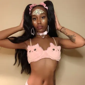 Sweetown 2019 Karstā Modes Cauna Matu Apmatojumu Apgriezt Top Sievietes Rave Puse Clubwear Pink Cat Modelis Gudrs Sexy Cami Top Kamzolis Vasaras
