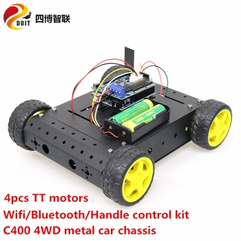 SZDOIT wi-fi/Bluetooth/Vadības Rokturi C400 4WD Smart Auto Šasijas RC Metāla Robota Platformas TT Motoru DIY Par Arduino Rotaļlietas