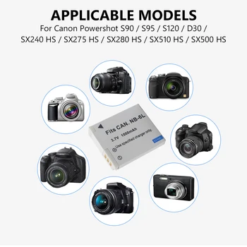 Sākotnējā 1000mAh Canon Powershot Kameras NB-6L Uzlādējams Li-ion Akumulators S90 S95 S120 SX240 HS SX275 HS SX280 HS HS SX510