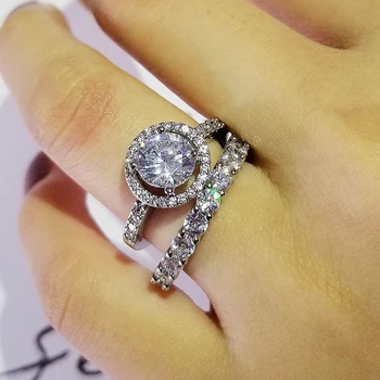 Sākotnējā 925 Sterling sudraba laulības Gredzeniem kopa joslā gredzenu Sieviešu iesaistīšanās kāzu modes rotaslietas pirkstu Melnā piektdiena R5707