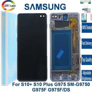 Sākotnējā AMOLED LCD SAMSUNG Galaxy S10 PLUS G975 SM-G9750 G975F/DS Displejs, Touch Screen Digitizer Par S10+ G975F LCD Displejs