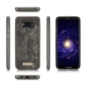 Sākotnējā CaseMe Iebūvēts Magnēts Vintage Ādas + Soft TPU Silīcija Atpakaļ uz Lietu Samsung Galaxy S8/ S8 Plus Telefonu Gadījumā Bag