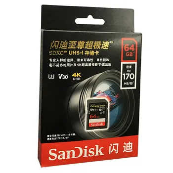 Sākotnējā Jaunas SanDisk Extreme PRO, SD Karte 64GB, 128GB un 256 gb 170MB/s Carte SD SDXC Class10 C10 U3 V30 4K UHD Kameras SD Kartes