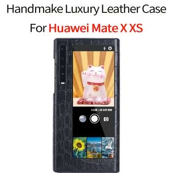 Sākotnējā Luksusa Īstas Ādas Gadījumā Huawei Mate XS X 5G Segtu Handmake Ādas Gadījumos Huawei Mate X XS 5G Gadījumā