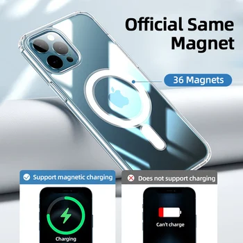Sākotnējā Mgnetic Bezvadu Lādēšanas Magsafe Lietā par iPhone 12 Pro Max iPhone 12 Mini Caurspīdīga Akrila Būtiska iPhone 11