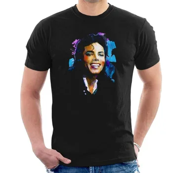Sākotnējā Portrets Michael Jackson Smaidu Vīriešu T-Krekls 