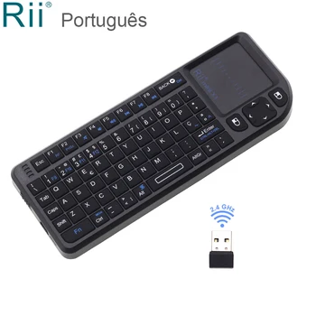 Sākotnējā Rii Mini X1 portugāles Mini Bezvadu Tastatūra ar Peli, Skārienpaliktni, Android TV Box Mini PC Set Top Box 2.4 GHz