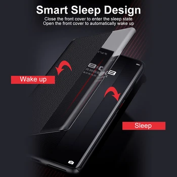 Sākotnējā Spogulis Smart Touch View Īstas Ādas Pārsegs Aizsargā Segumu Huawei Mate 40RS Logu Triecienizturīgs Gadījumā Mate40 RS