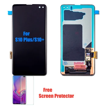 Sākotnējā Super AMOLED LCD Samsung Galaxy S10 plus S10+ SM-G9750 G975F Displejs Ar Touch Screen Digitalizēt Dead pikseļi