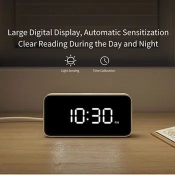 Sākotnējā Xiaomi Mijia Xiaoai Smart Alarm Clock Balss Broadcast Pulkstenis ABS Dersktop Pulksteņi AutomaticTime Kalibrēšanas Mi Mājās App