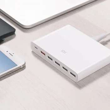 Sākotnējā Xiaomi USB-C 60W Lādētāja Izejas Tipa C 6 USB Porti QC 3.0 Ātri Uzlādēt 18W x2 + 24W(5V=2.4 MAX) Smart Phones