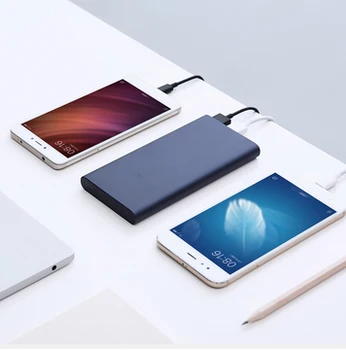 Sākotnējā Xiaomi10000mAh Mi Power Bank 2i Ārējo Akumulatoru Banka 10000PLM09ZM Ātri Uzlādēt Powerbank Ar Dual USB Izeja ForPhone