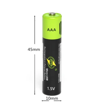 Sākotnējā ZNTER 1,5 V AAA uzlādējamās baterijas 600mAh USB uzlādējams litija polimēru baterija, ātrā uzlāde caur Micro USB kabeļa