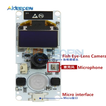 T-Kameru fish Eye (Zivs acs Objektīva ESP32 WROVER & PSRAM Kameras Modulis ESP32-WROVER-B OV2640 Kameras Moduļa Ar Mikrofonu 0.96 OLED