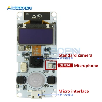 T-Kameru fish Eye (Zivs acs Objektīva ESP32 WROVER & PSRAM Kameras Modulis ESP32-WROVER-B OV2640 Kameras Moduļa Ar Mikrofonu 0.96 OLED