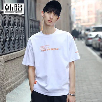T Krekls Vīriešiem Īsām Piedurknēm Jaunu Apaļu Kakla Zaudēt Top Vīriešiem Apdrukāta Kokvilnas Zemāko Gadījuma Tshirts Hong Kong Stila Lielgabarīta T Krekls