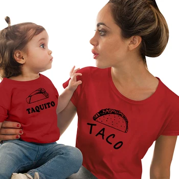 Taco un Taquito Ģimenes Saskaņošanas Mamma un Meita Tshirts Māte un Mani Krekls Vasaras Gadījuma Māmiņa un Mazulis Matching Tee Tērpiem