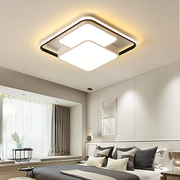 Taisnstūra mūsdienu led griestu gaismas viesistaba, guļamistaba, kabinets balts vai melns 95-265V kvadrātveida griestu lampa ar RC