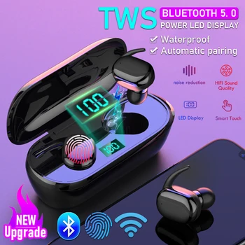 Taisnība TWS Bezvadu Bluetooth Austiņas 9D HiFi Stereo Austiņas Touch Kontroli Mini Earbuds Ūdensizturīgs Sporta Austiņas ar Mic