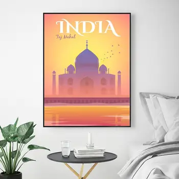 Taj Mahal Indijā Travel Art Audekls Plakātu Izdrukas Mājas Sienas Dekoru, Krāsošana