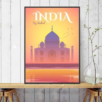 Taj Mahal Indijā Travel Art Audekls Plakātu Izdrukas Mājas Sienas Dekoru, Krāsošana
