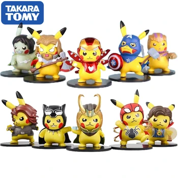 TAKARA TOMY Pokemon Modeli, Lelles, Rotaļlietas, Pikaču 10style Pikachu Kolekcija Cospla Anime Brīnums Modelis Liekami Ziemassvētku Dāvanu