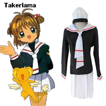Takerlama Anime Kartes Sagūstītāja Sakura Meitene Jūrnieks Uzvalks Skolas Vienādu Cosplay Kostīmu Studentu Vienotiem Tērpiem Halovīni Kostīmi