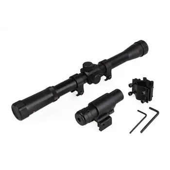 Taktiskā 4x20 Šautene Optika darbības Joma Riflescope ar Sarkano Punktu, Lāzera Redzes un 11mm Sliedes Stiprinājumiem