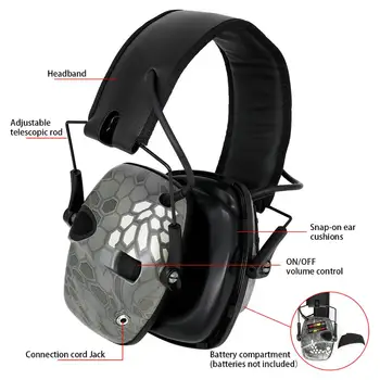 Taktiskā prettrokšņa austiņas, salokāma elektronisko šaušanas aizsardzības savējos āra dzirdes aizsardzības medību austiņas