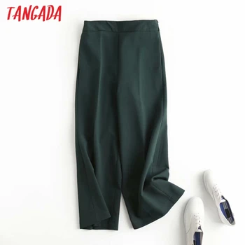 Tangada modes sieviešu black wide kāju uzvalku bikses bikses kabatām pogas birojs dāma bikses pantalon 4C76
