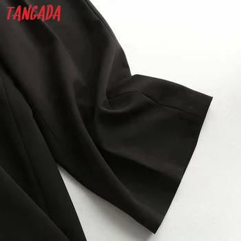 Tangada modes sieviešu black wide kāju uzvalku bikses bikses kabatām pogas birojs dāma bikses pantalon 4C76