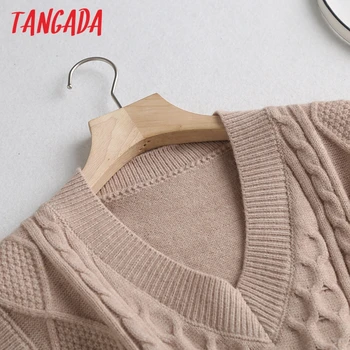 Tangada Sieviešu 2020. Gadam, Modes Lielgabarīta Vērpjot Trikotāžas Veste V Kakla Džemperis bez Piedurknēm, Sieviešu Veste Šiks Topi BC103