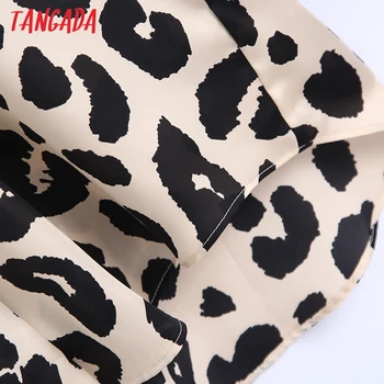 Tangada Sieviešu Leopards Drukāt Krekls ar garām Piedurknēm Vintage 