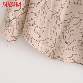 Tangada Sieviešu Lielgabarīta Ziedu Drukāt Krekls ar garām Piedurknēm, Elegants Sieviešu Ikdienas Brīvs Krekls 1D97