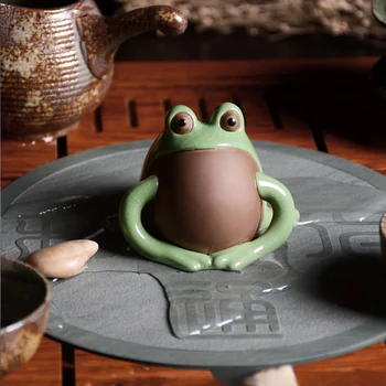 TANGPIN zaļā varde violetā māla kafijas un tējas rīki, keramikas tējas mājdzīvnieki ķīniešu kung fu tējas piederumi