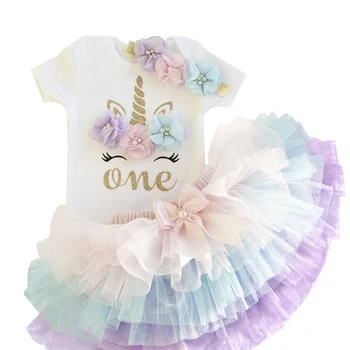 Tas ir Mans Bērns Pirmo 1. Dzimšanas dienu Unicorn Partijas Kleitu par Meiteni, Krāsains Unicorn Galvu Tērpiem Jaundzimušo Tutu Babes Elsojošs Vestidos