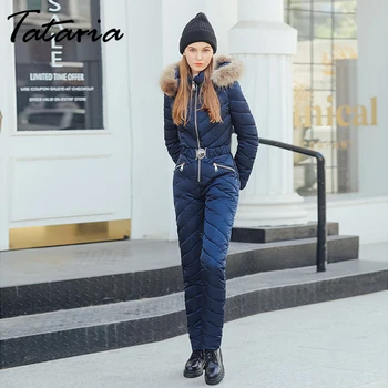 Tataria Sievietes, ir Viens Gabals, Slēpošanas Jumpsuit Sieviešu Ziemas Siltu Kapuci Jumpsuits Parkas Sieviešu Ziemas Sabiezēt Outwear Treniņtērpi