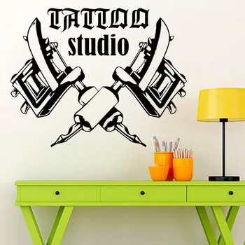 Tattoo Salons Istabas Interjeru Decal Tattoo Studio Mašīnas, Sienas Uzlīmes Logo Vinila Uzlīme Logā Noņemams Mākslas Rotājumi D20