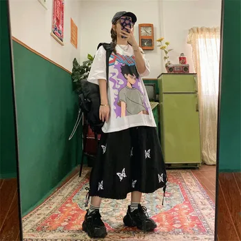Tauriņš Print-line Hip Hop Kroku Gari Svārki Sievietēm Harajuku korejas Svārki Streetwear Aukliņu, Elastīgas Augsta Vidukļa Svārki