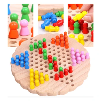 Tautas Tradicionālo Koka Skrūvēm Ķīniešu Dambrete Ģimenes Spēle, Kas Krāsains Koka Puzzle Agrīnās Izglītības Rotaļlietas